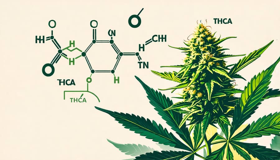 Cannabis plant with chemical structure of THCA