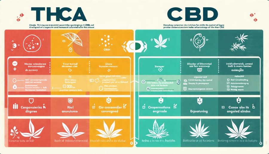 Chart comparing the benefits and side effects of THCA and CBD