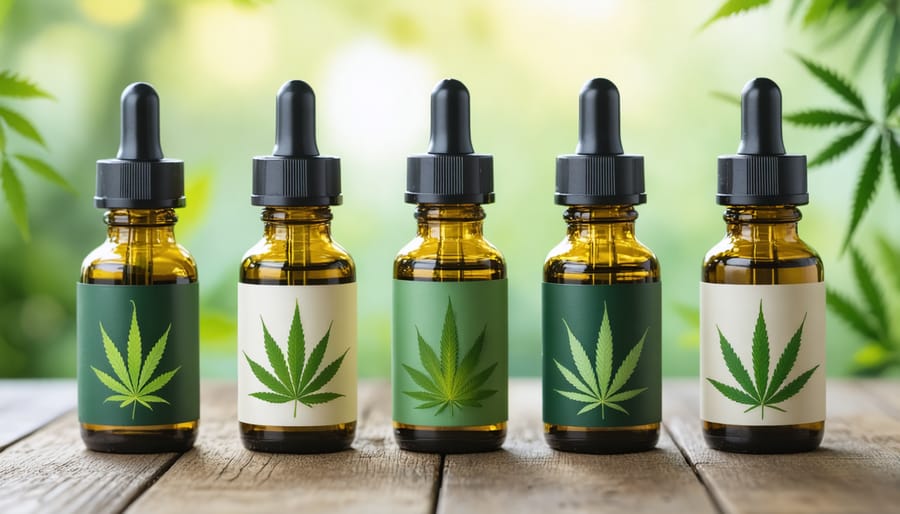 Collection of pet CBD products showing third-party testing labels and quality indicators